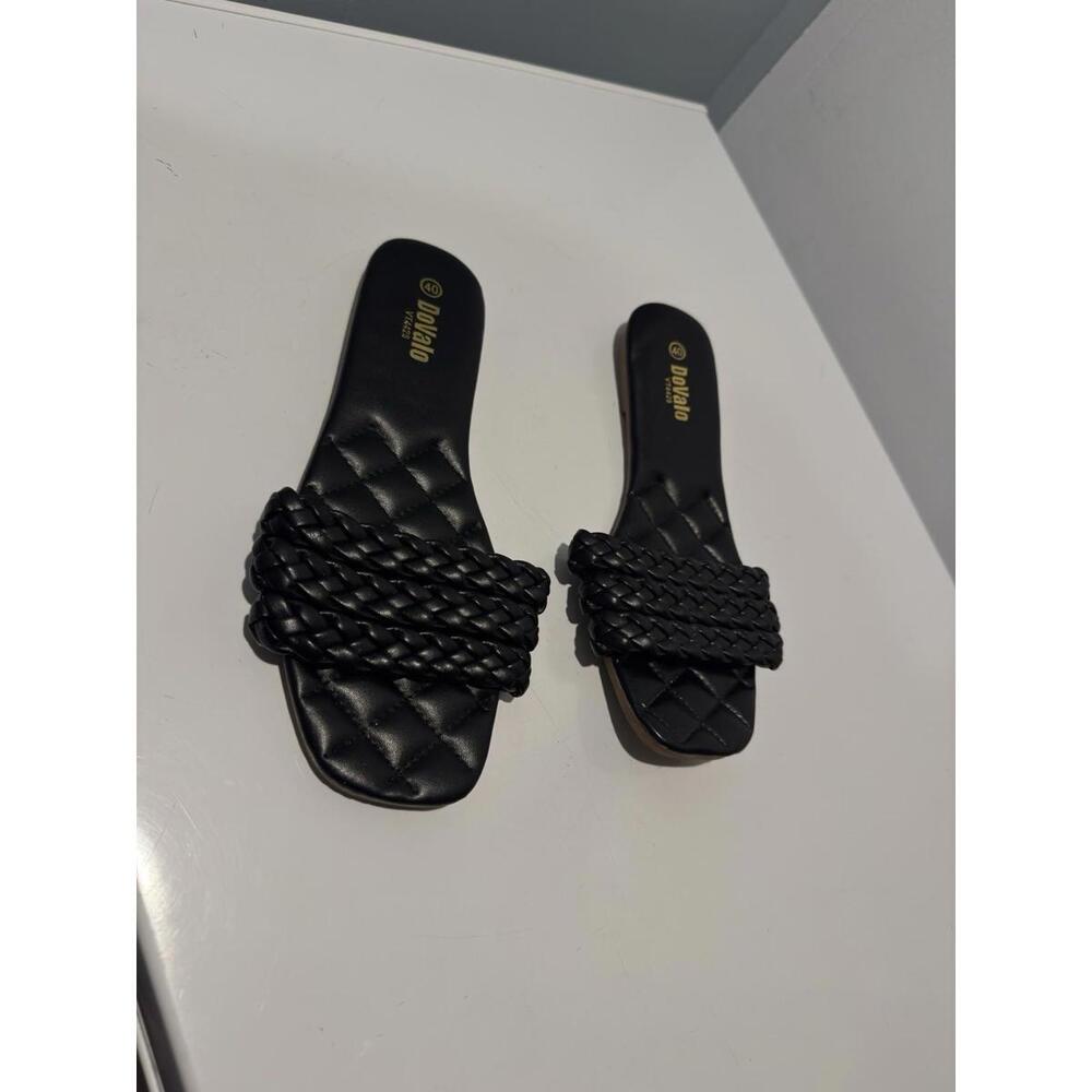 Braided Slide Sandals - Black Quilted Footbed